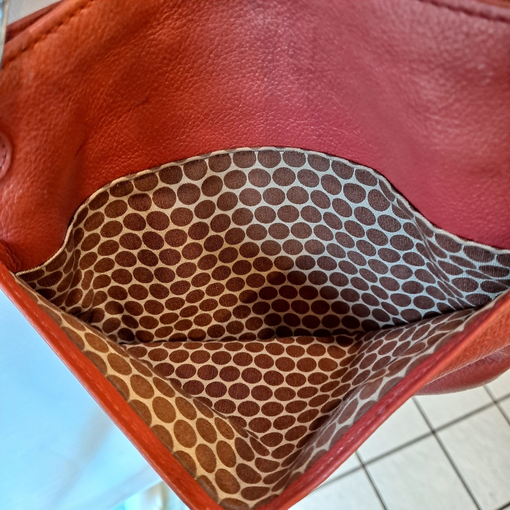 Brighton Coral Butterfly Embossed Crossbody W/Tassel & Genuine Silver Hardware - Picture 7 of 8